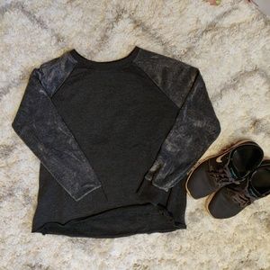 AE Gray Velvet Sleeve Sweater